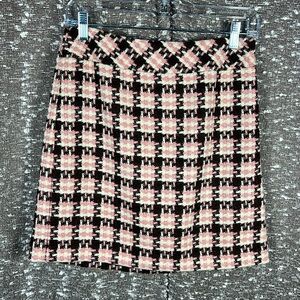 Ann Taylor Loft Skirt‎ Women's 2 Petite Brown White Pink Retro Glam Lined Mini